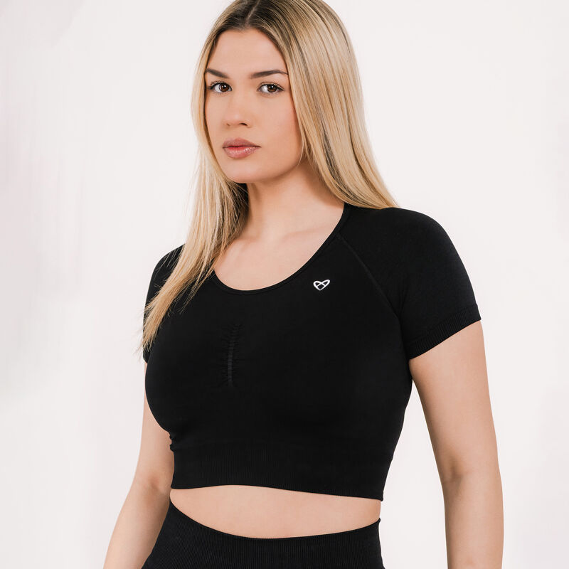 Flux Seamless Crop Top, Black 